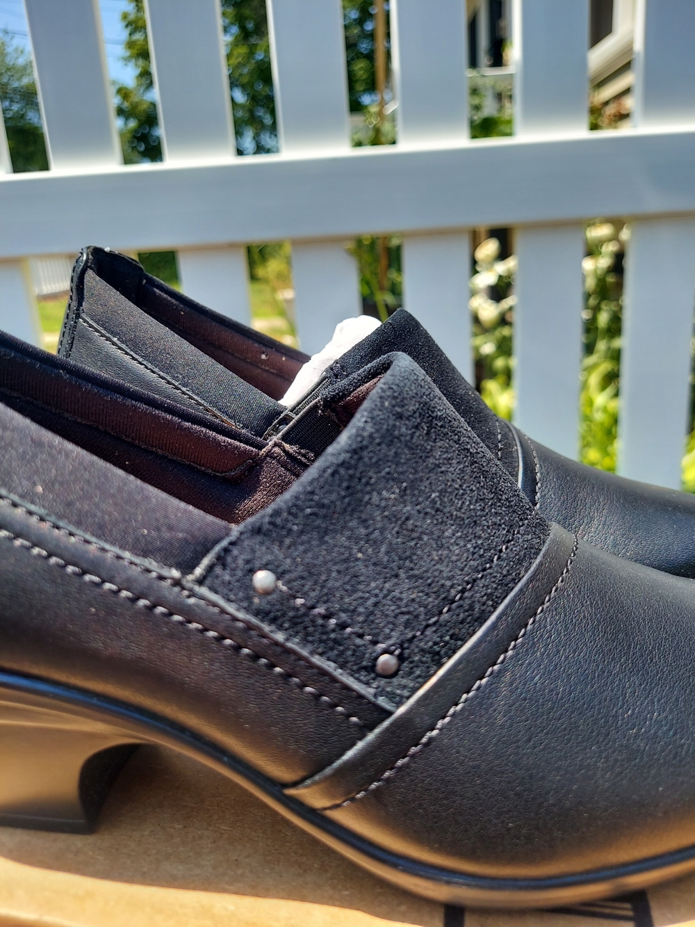 Clarks Emily Step Black Leather Low Block Pump Heels Women Size 6 NWT Comfort - Picture 7 of 10